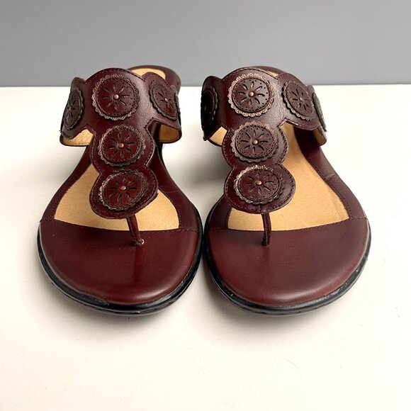 Söfft brown leather wedge sandals size 9M - Picture 3 of 10